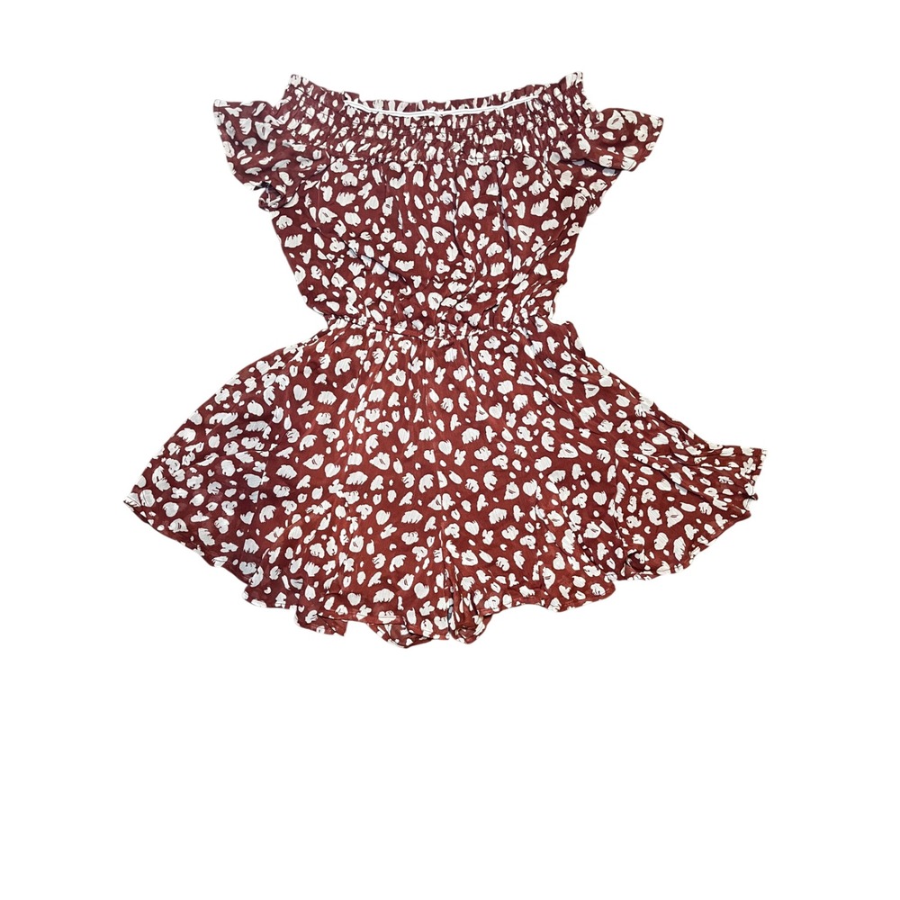 Trixxi Off Shoulder Burnt Orange Spotted Romper Lined Size S